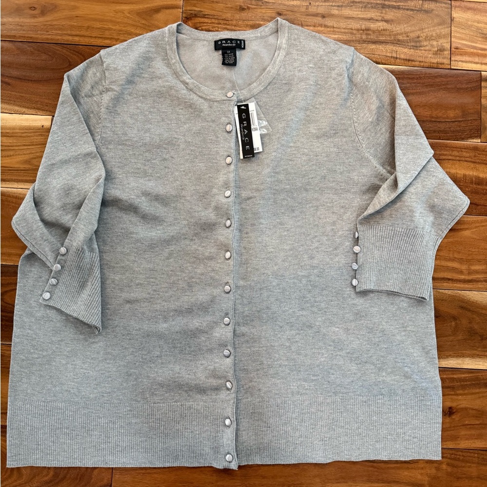 Grace Elements Heather Gray Button-Front Cardigan… - image 1